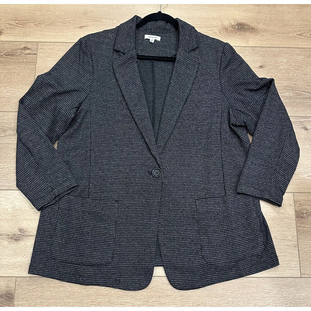 Max Studio Women's Black Checkered Blazer 1X Worn Once EUC